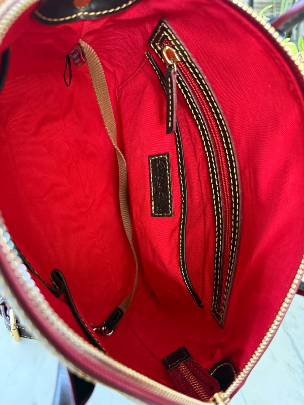 New Dooney & Bourke Florentine Domed Satchel Italian Vacchetta Leather - Picture 10 of 16